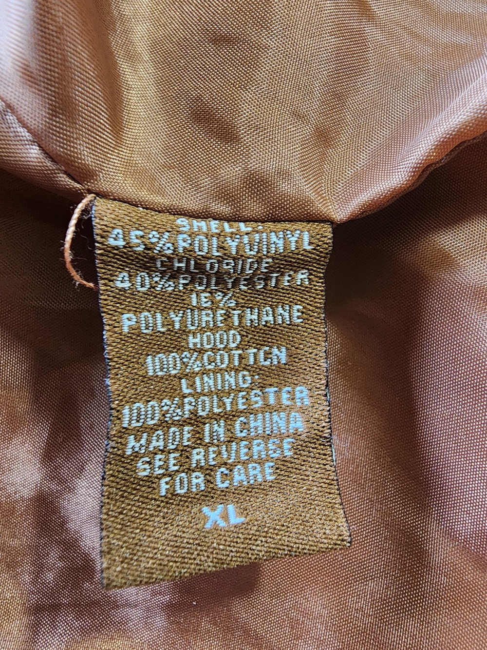 Tan Hooded Faux Leather Jacket - Stylish Zip Front Coat - Picture 8 of 9